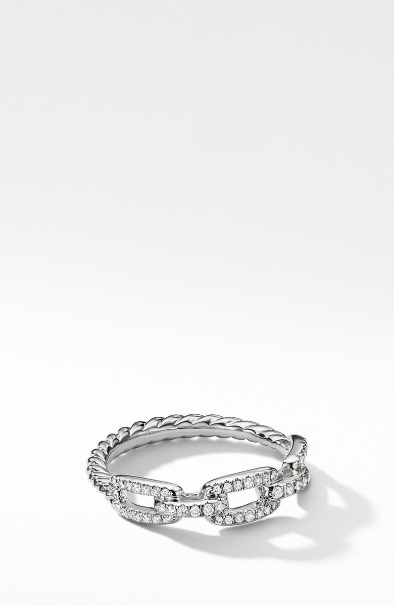 David Yurman Stax Diamond Chain Ring, Main, color, White Gold