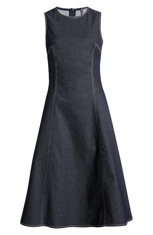 Vince Camuto Denim Fit & Flare Midi Dress In Navy