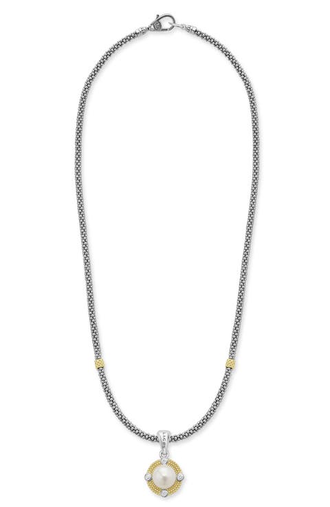 Luna Freshwater Pearl & Diamond Lux Pendant Necklace