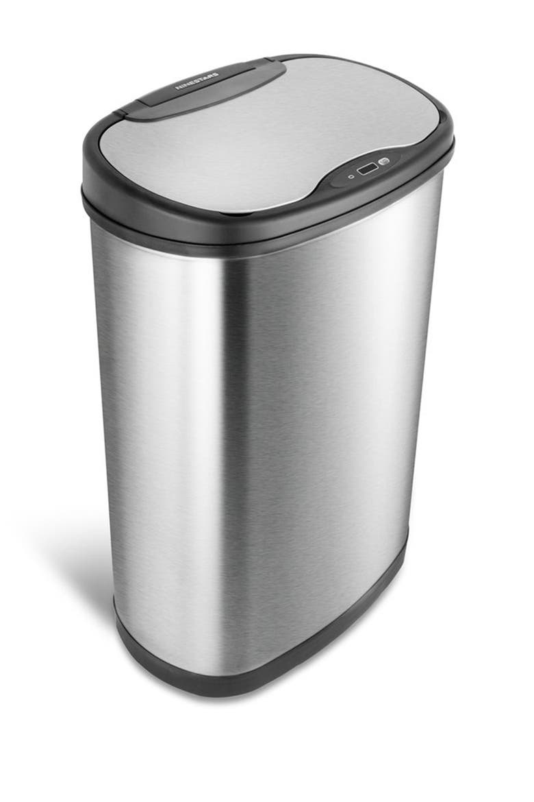 13.2 Gallon Stainless Steel Motion Sensor Trash Can, Alternate, color, SILVER BLACK