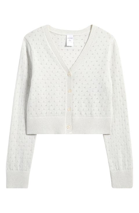 Kids' Pointelle Sparkle Cardigan (Big Kid)