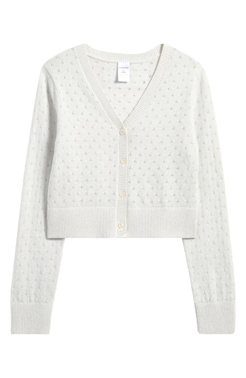 Nordstrom Kids' Pointelle Sparkle Cardigan In Ivory Egret