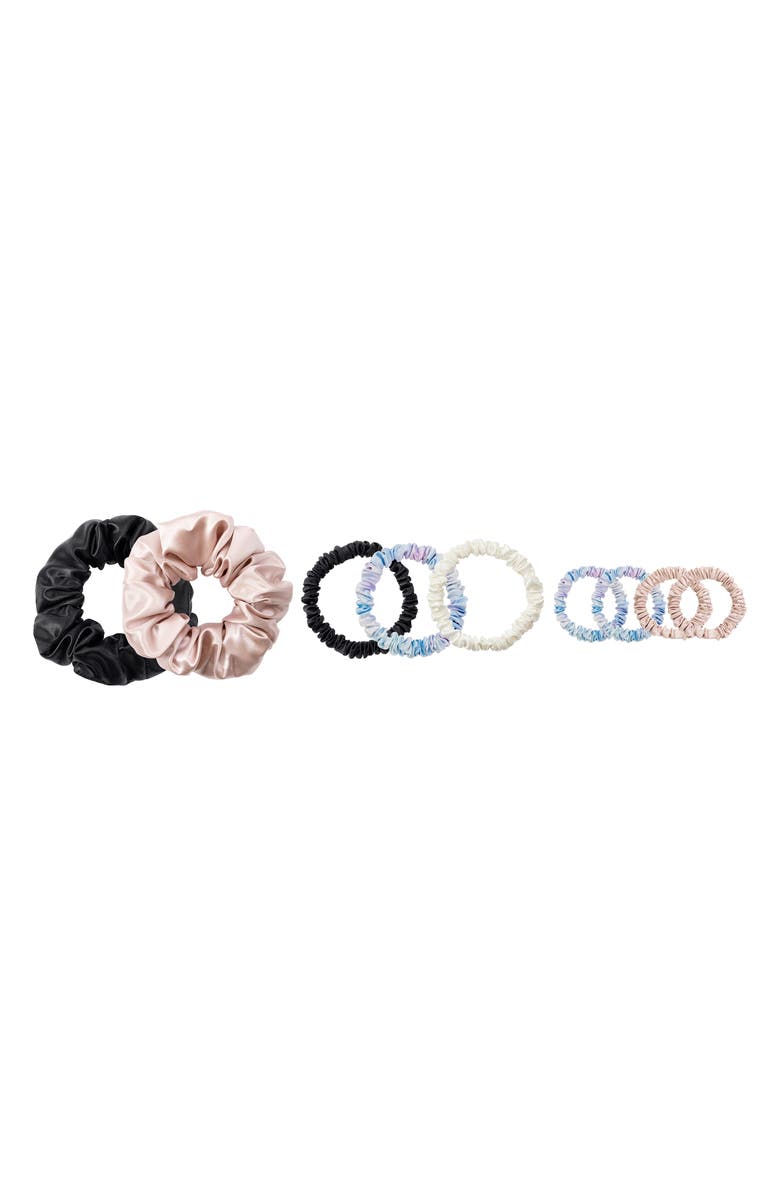 BLISSY Assorted 9-Pack Silk Scrunchies, Alternate, color, White