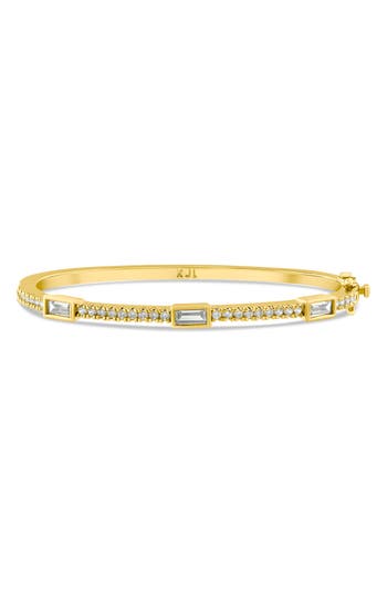 Cz By Kenneth Jay Lane Bezel Set Baguette Station Bracelet In Clear Gold