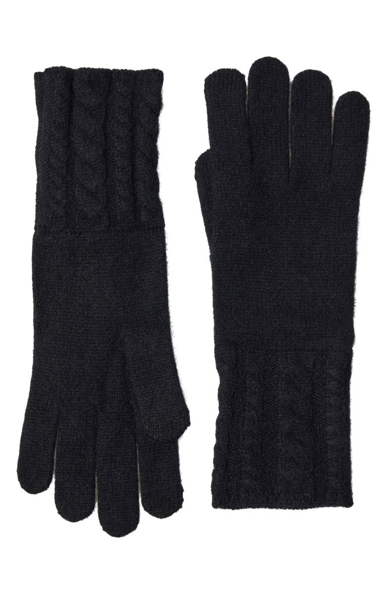 Bruno Magli Cashmere Knit Gloves, Main, color, Black