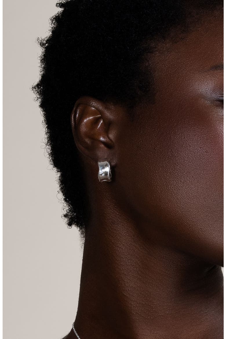 Wide Waterfall Huggie Hoops, Alternate, color, Sterling Silver