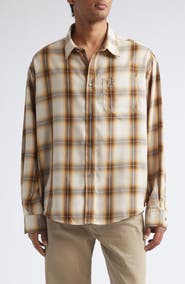 AMI PARIS Ami de Coeur Embroidered Boxy Plaid Button-Up Shirt