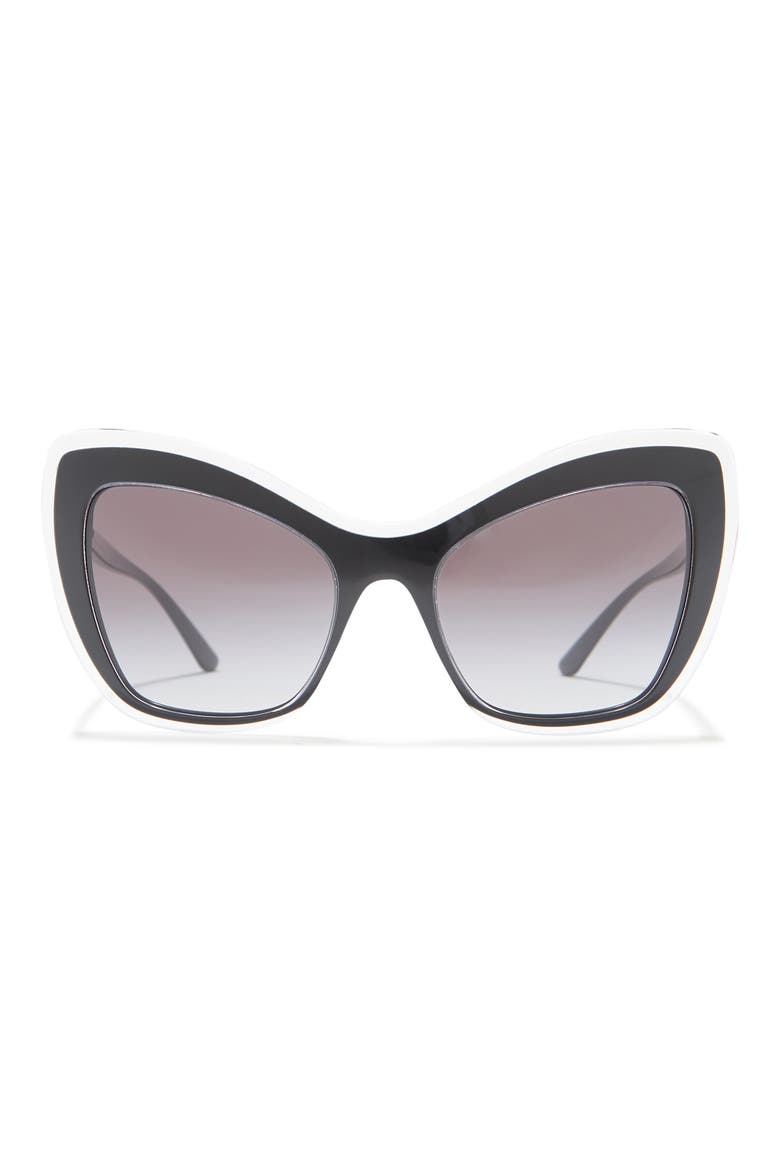 54mm Cat Eye Sunglasses, Main, color, CRYSTAL ON BLACK / LIGHT GREY