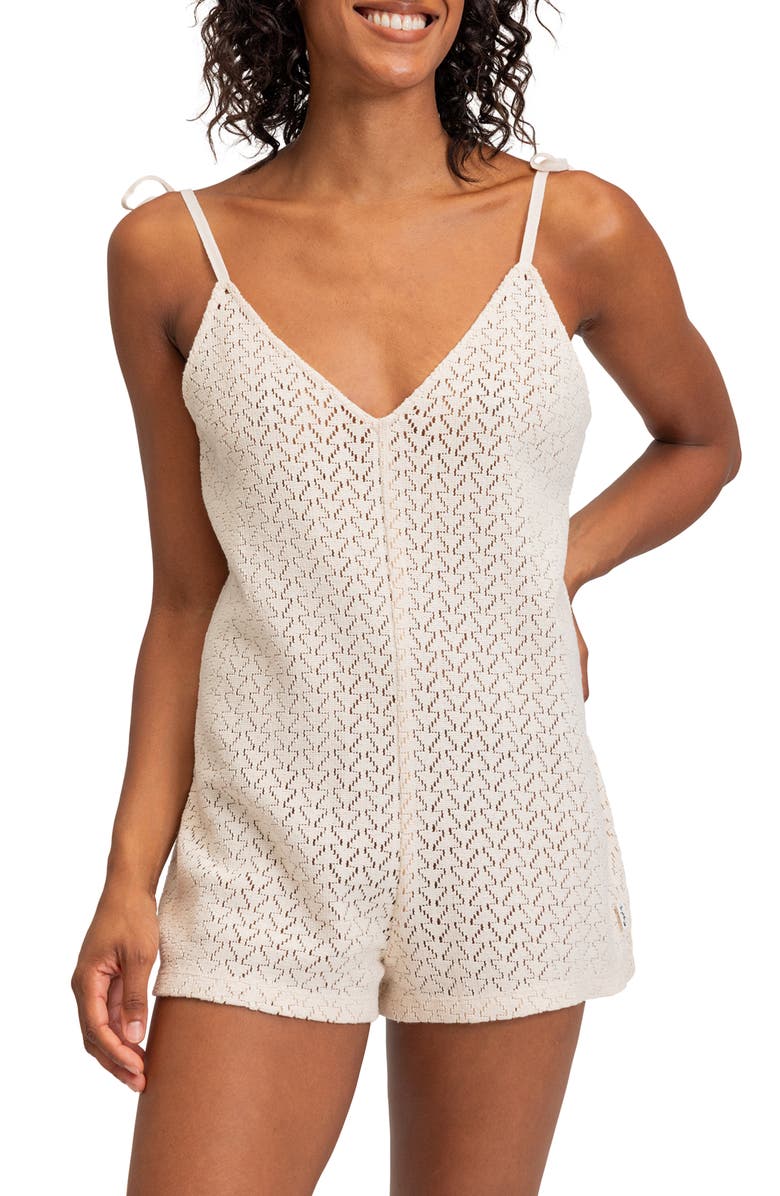 Roxy Ocean Riders Knit Cover-Up Romper, Main, color, Tapioca
