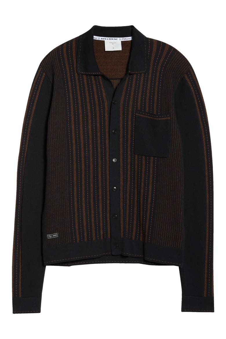 Appendix Knit Button-Up Shirt, Alternate, color, BLACK WITH BROWN