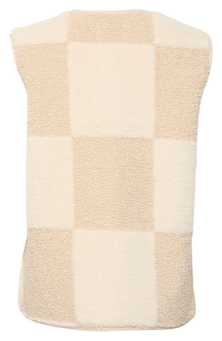 ICHI Patchwork Faux Shearling Vest, Alternate, color, Fog