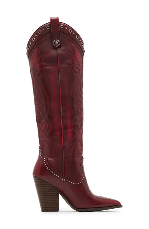 Steve Madden Lasso Knee High Boot In Red Distressed