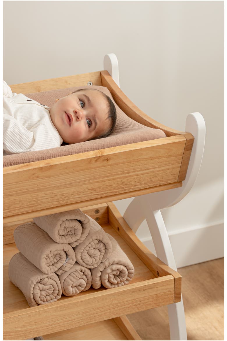 Baby Changing Table, Alternate, color, Natural Wood With White Legs