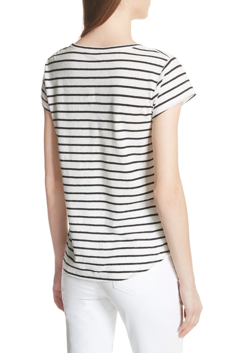 Theory Navigate Stripe Linen Cotton Tee, Alternate, color,