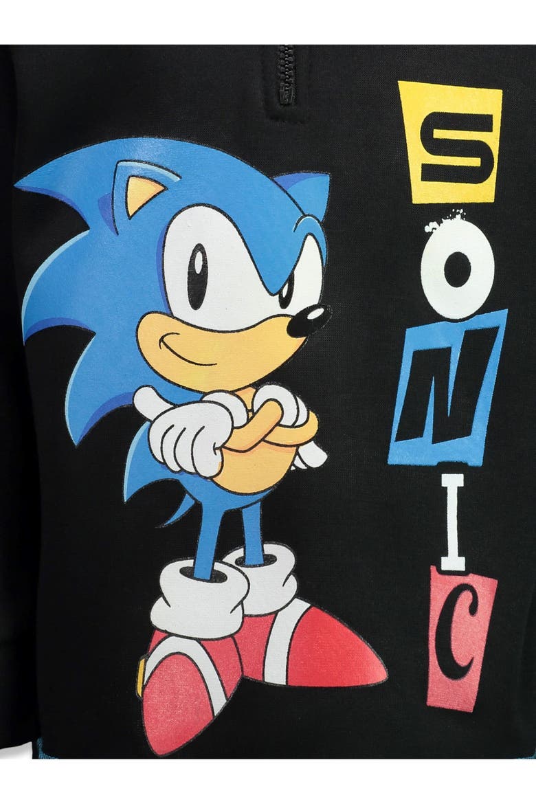 Sonic the Hedgehog Fleece Quarter-Zip Hooded Sweatshirt, Alternate, color, Sonic Cobalt Blue