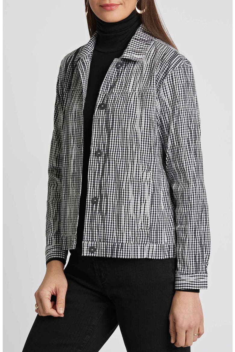 Thelma Crinkle Cotton Blend Gingham Jacket, Alternate, color, BLACK/ WHITE