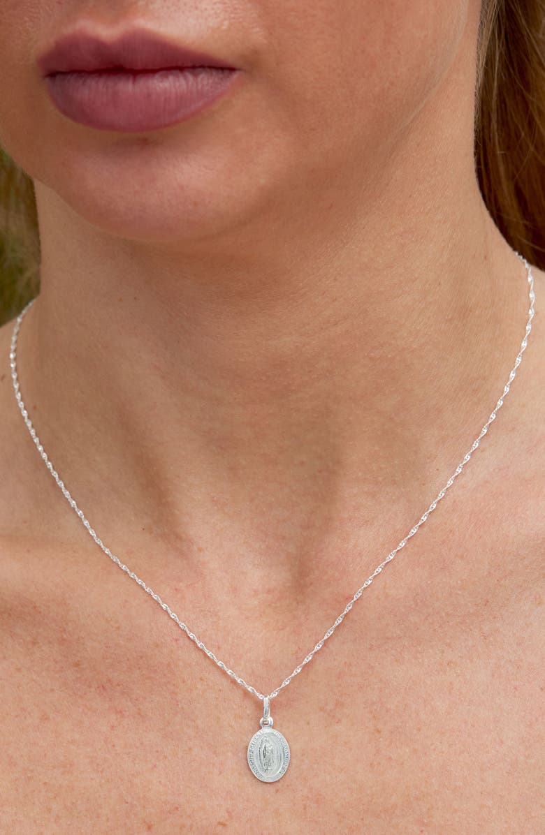 SAVVY CIE JEWELS Guadalupe Pendant Necklace, Alternate, color, White Gold