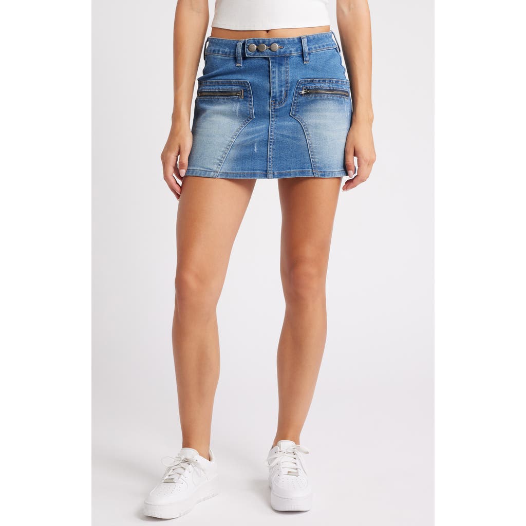 PTCL Moto Zip Pocket Denim Miniskirt in Indigo