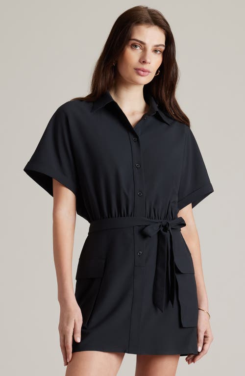 Shop Rhone Mirage Water Repellent Short Sleeve Mini Shirtdress In Black