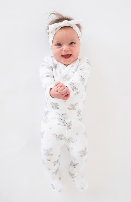 L'ovedbaby Elephant Print Organic Cotton Wrap Bodysuit & Footed Pants Set In Baby Elephant
