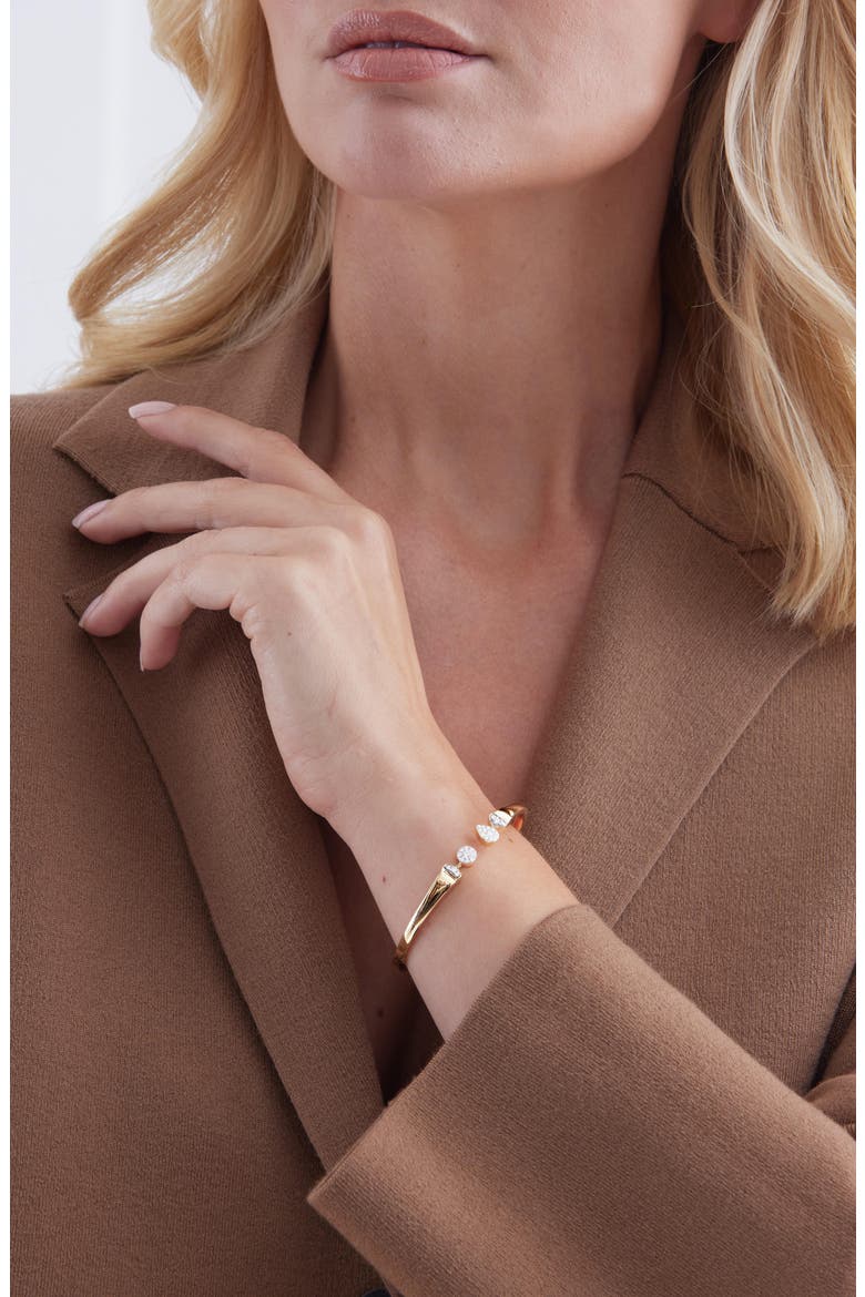 Unity Toi et Moi Pear & Round Diamond Cuff Bracelet, Alternate, color, YELLOW GOLD/ DIAMOND