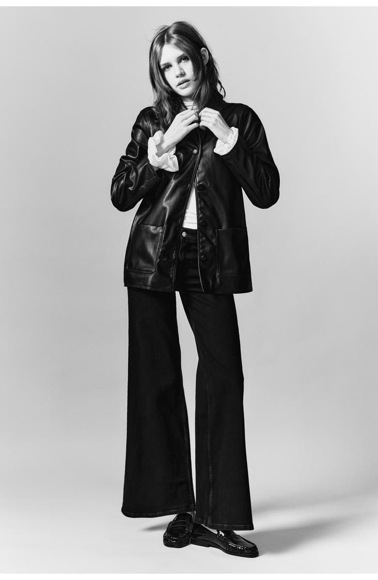 H&M Coated car coat, Alternate, color, Black
