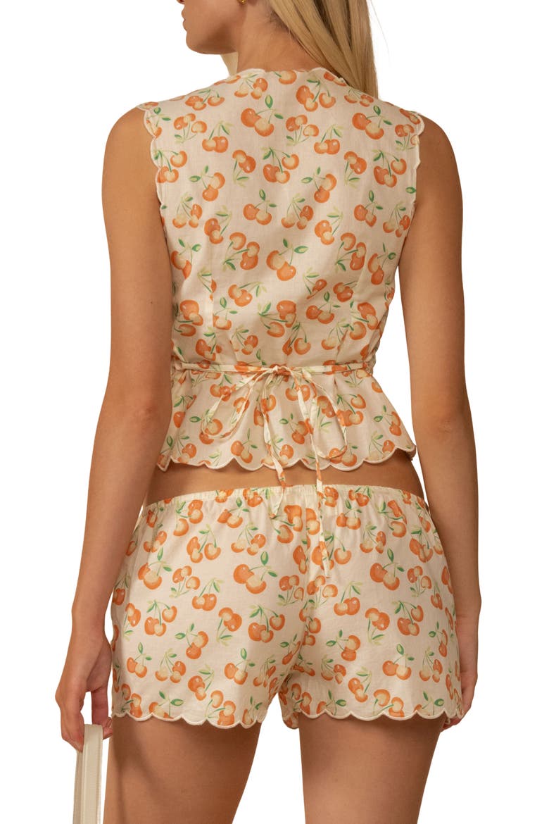 Cherry Sherbet Scalloped Crop Cotton Cover-Up Vest, Alternate, color, CHERRY SHERBET