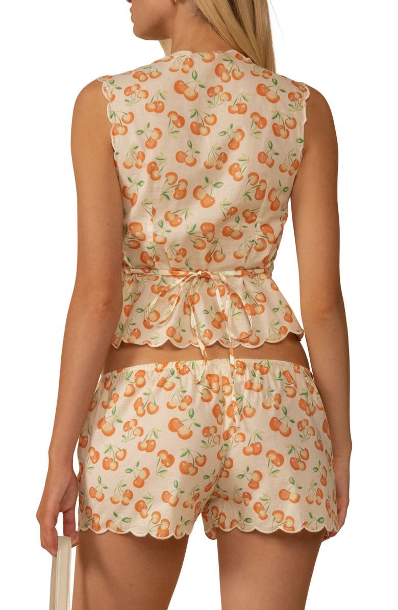 MONTCE Cherry Sherbet Scalloped Crop Cotton Cover-Up Vest, Alternate, color, Cherry Sherbet