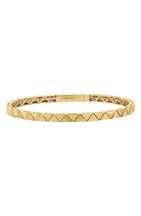 14K Gold Pyramid Flexible Bracelet