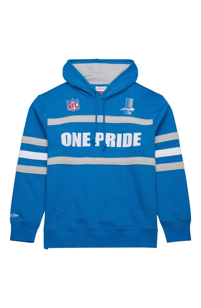 Mitchell & Ness Men's  Blue Detroit Lions Vintage Logo Head Coach Fleece Pullover Hoodie, Alternate, color, 