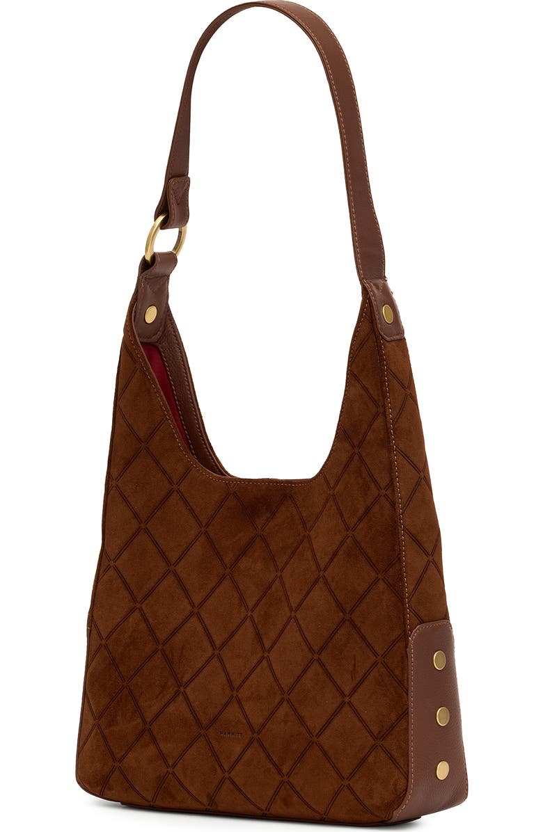 HAMMITT Medium Tim Leather Shoulder Bag, Alternate, color, Chocolate Diamond Suede/Gold