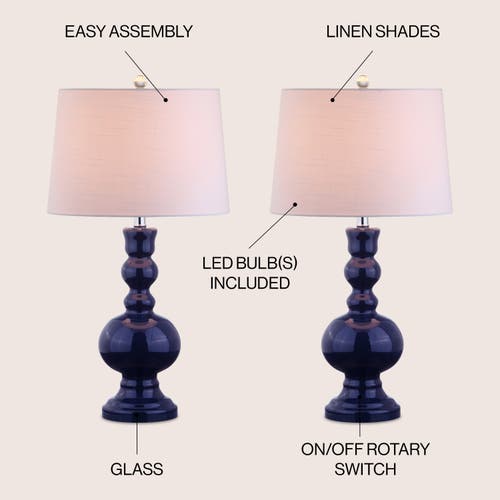 Jonathan Y Genie 28.5" Glass Led Table Lamp In Navy