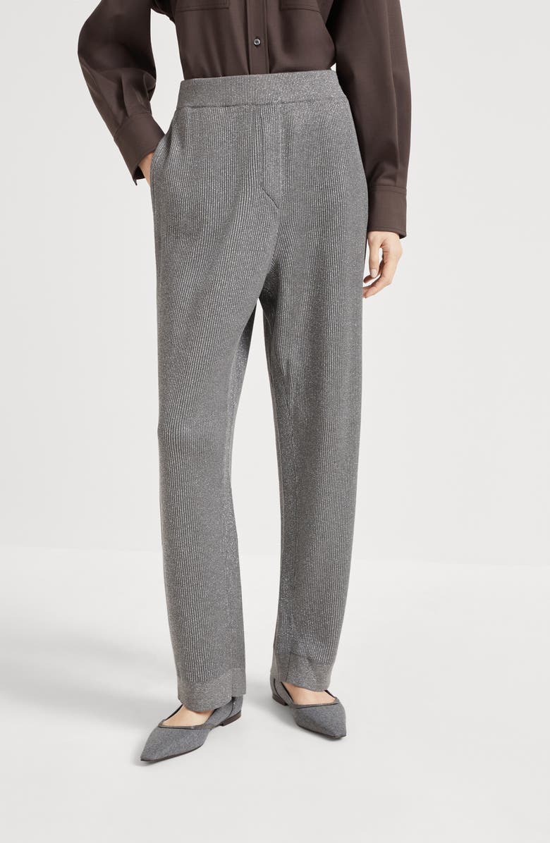 Brunello Cucinelli Vanisé knit trousers, Alternate, color, Silver