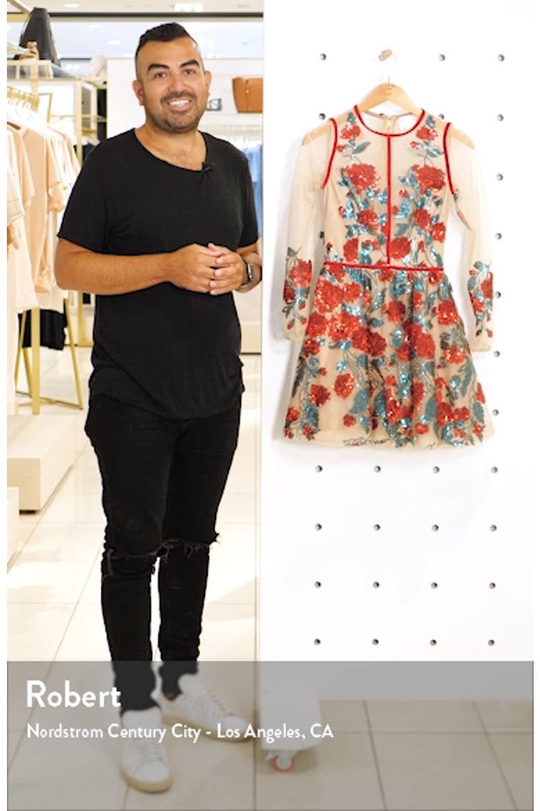 Bronx and Banco Rafaella Floral Sequin Long Sleeve Minidress video