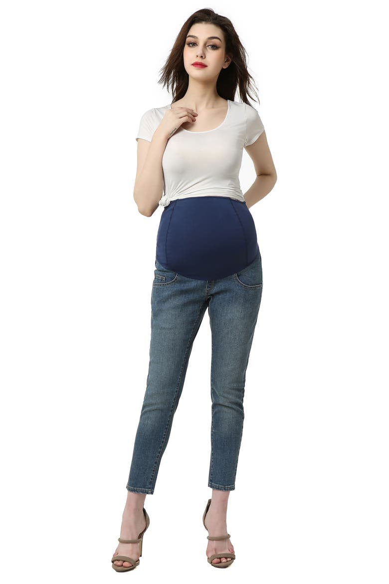 Tara Crop Maternity Skinny Jeans, Alternate, color, RICH INDIGO