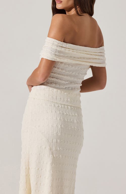 Astr The Label Off The Shoulder Textured Knit Top In White