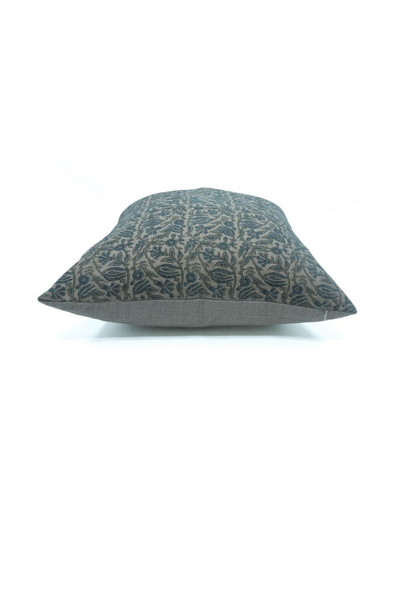 Manjusha Floral Block Printed Thick Linen Cushion Cover, Alternate, color, Blue