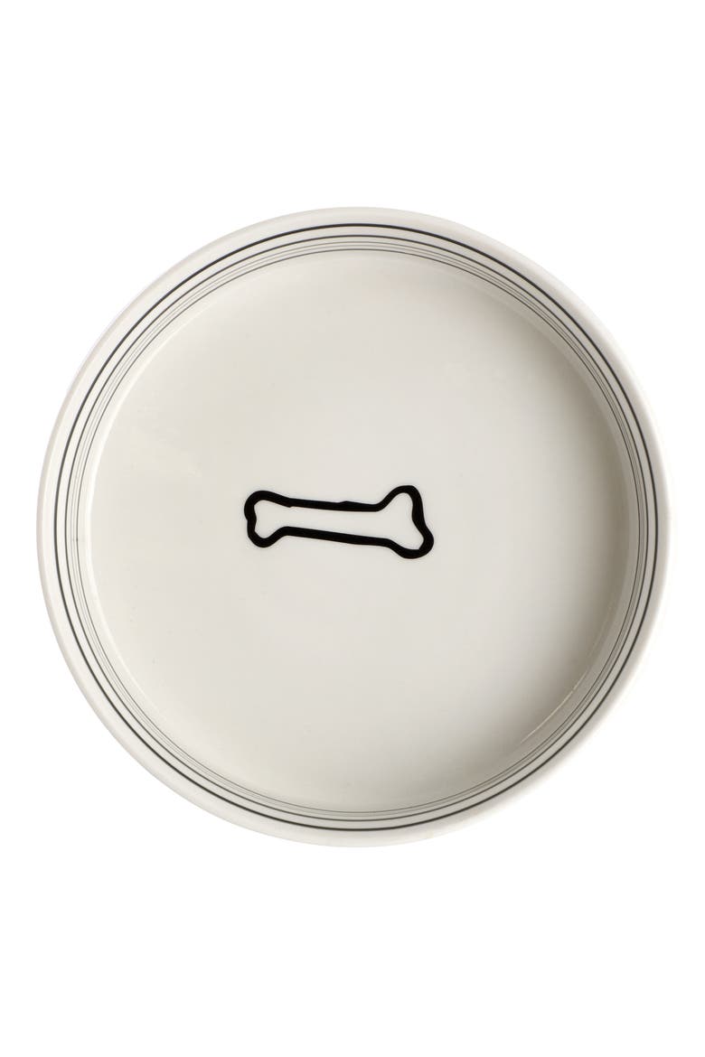 Suppertime Favorites 6.5in Stoneware Pet Bowl, Alternate, color, White