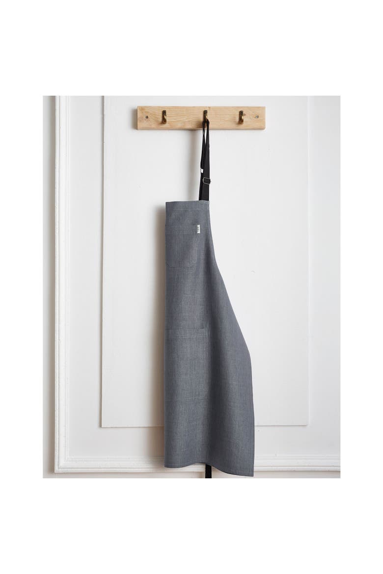 Linen Bib Apron for Men & Women with Front Pockets, 32 x 27 Inches, Alternate, color, Grey / Black
