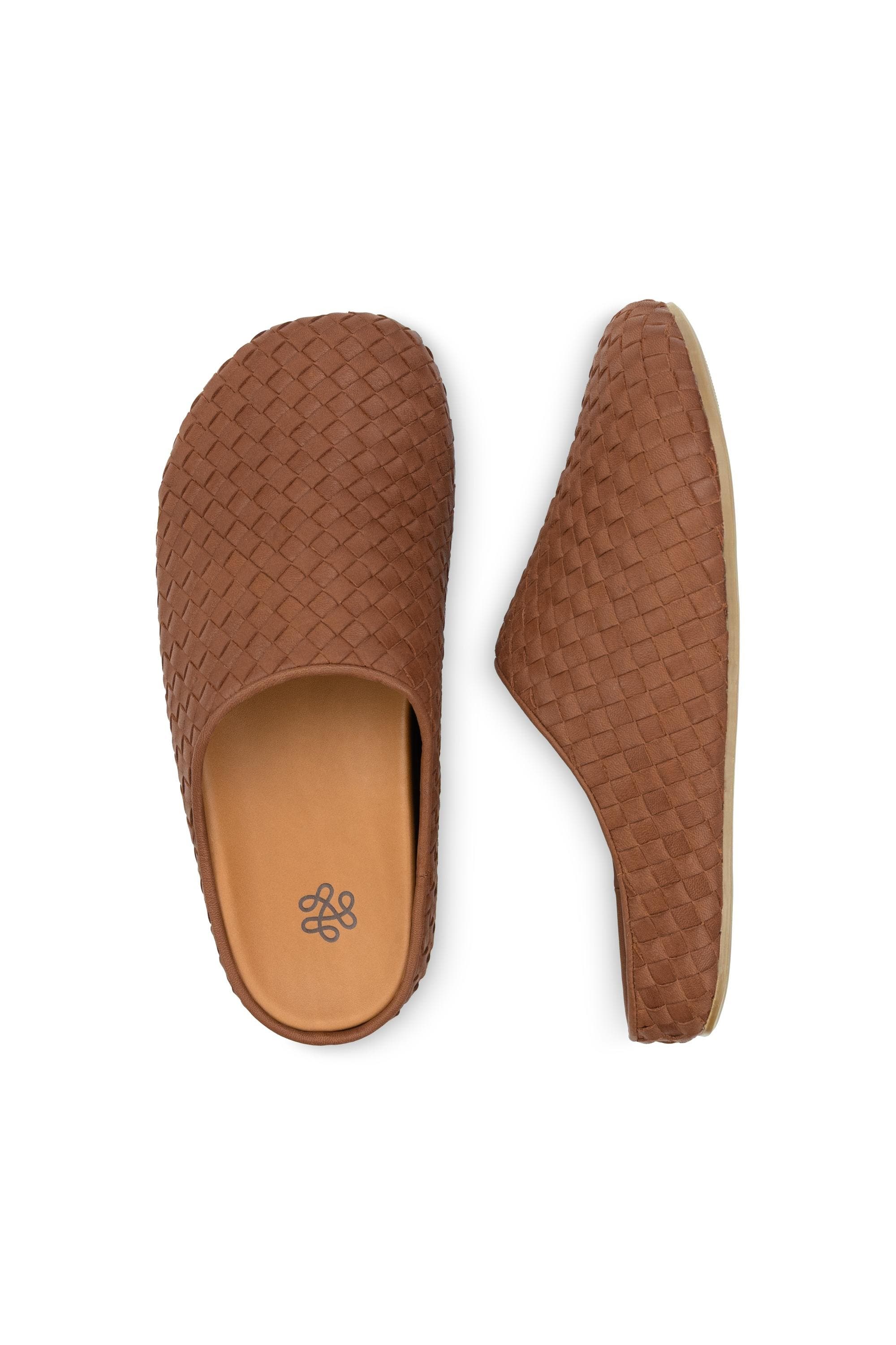Bolinas Leather Woven Clog, Alternate, color, Cognac Woven