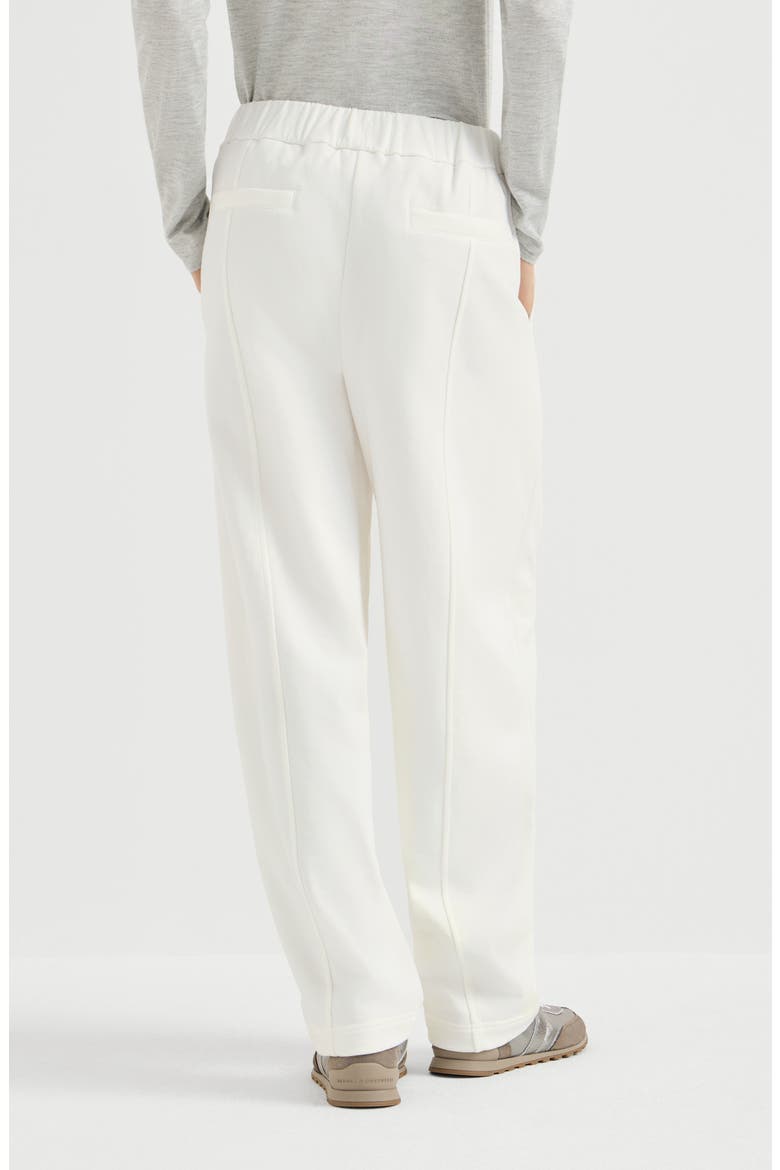 Cotton smooth French terry pleated track trousers, Alternate, color, White