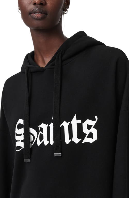 Allsaints Saint Etienne Oversize Organic Cotton Hoodie In Black