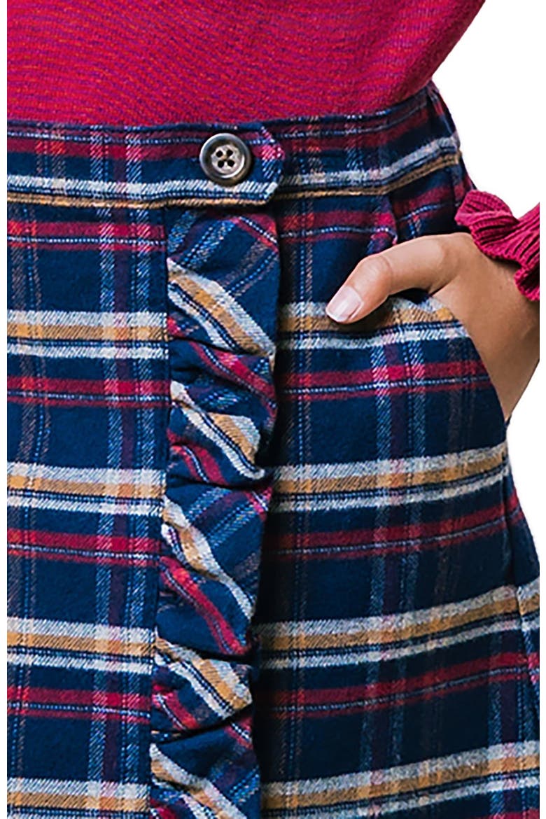 Girls' Flannel Ruffle Skirt, Kids, Alternate, color, Navy Autumn Plaid