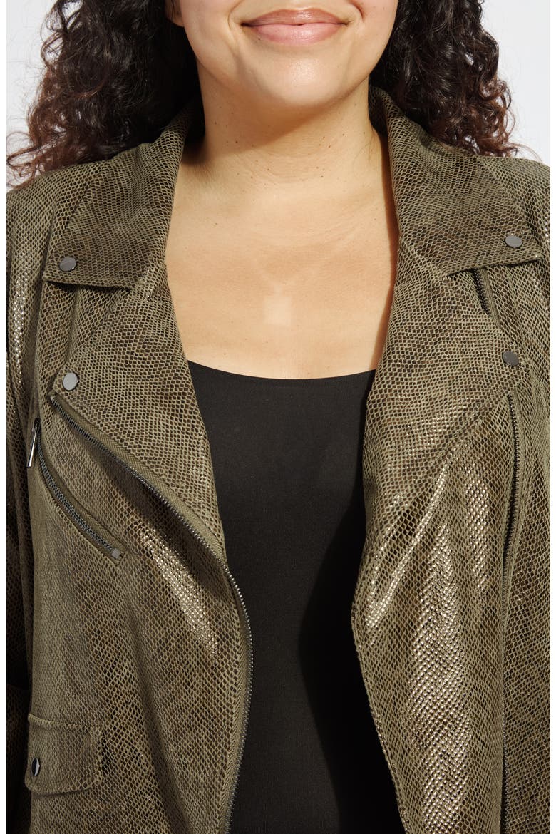 Emory Faux Leather Snake Embossed Moto Jacket, Alternate, color, WOODLAND SNAKE