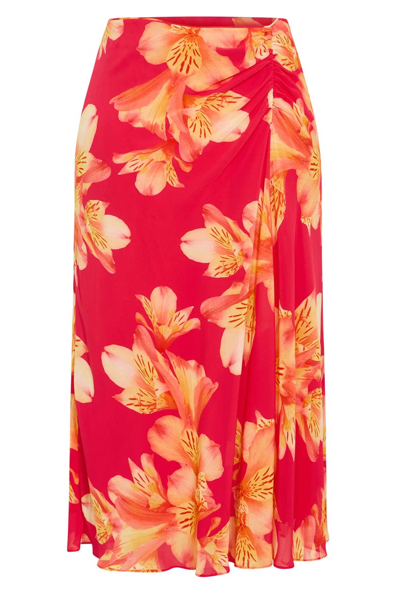 Soiree Print Ruched Maxi Skirt, Alternate, color, FUCHSIA LILY