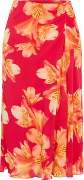 City Chic Soiree Print Ruched Maxi Skirt