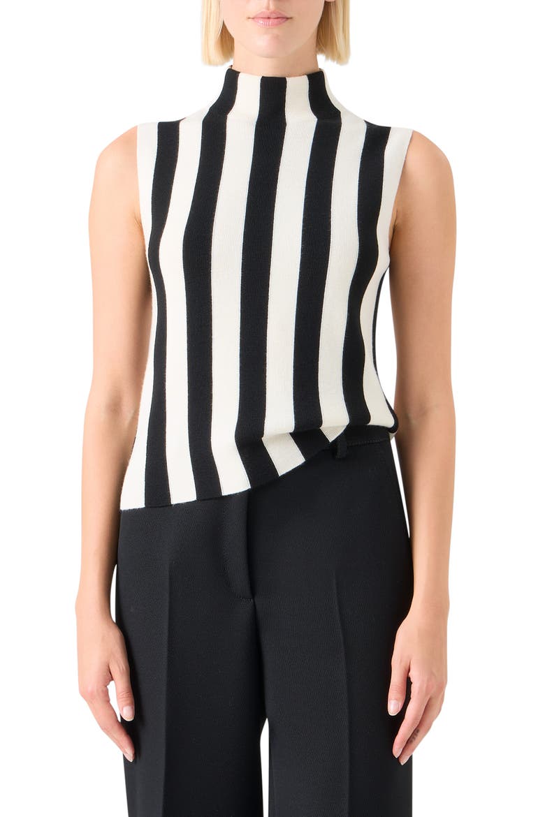 Stripe Virgin Wool Knit Tank, Main, color, BLACK-CREAM