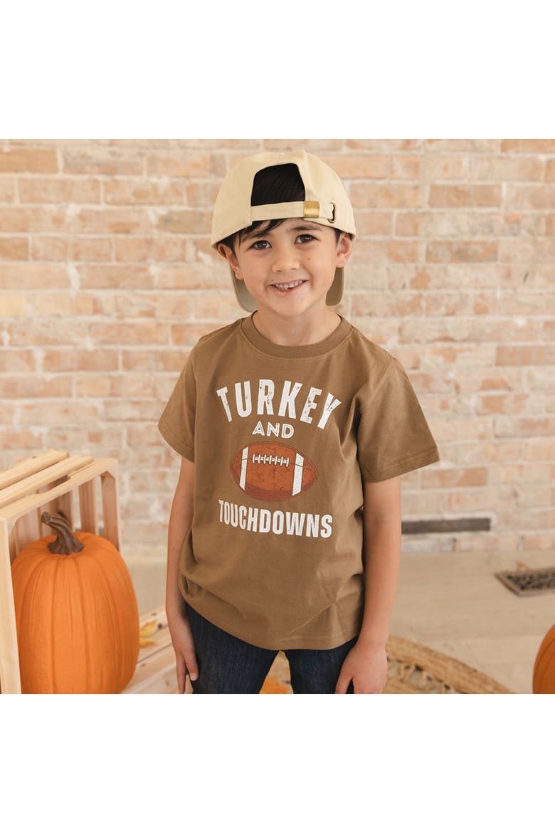 Turkey and Touchdowns Thanksgiving Short Sleeve T-Shirt, Alternate, color, Mocha