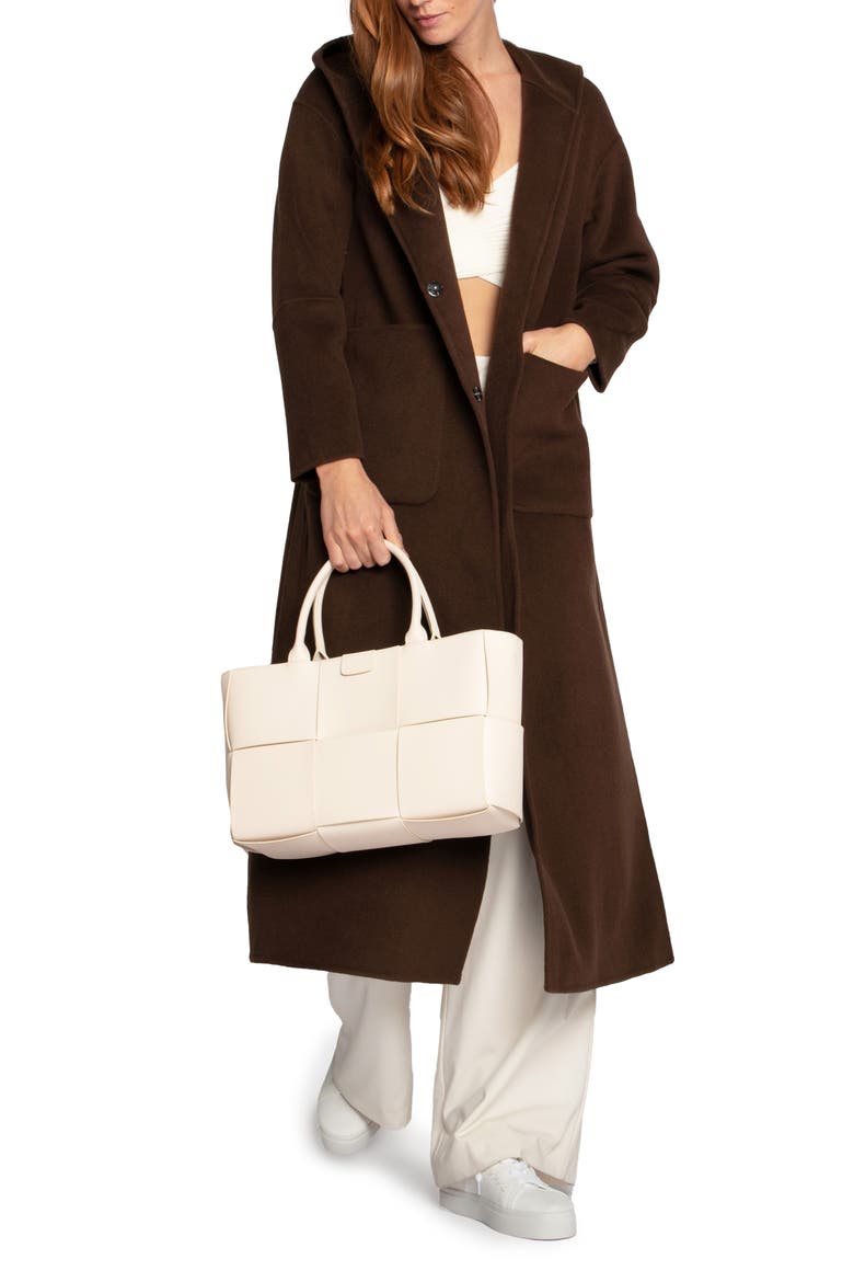 Walk My Way Wool Blend Hooded Coat, Alternate, color, BROWN