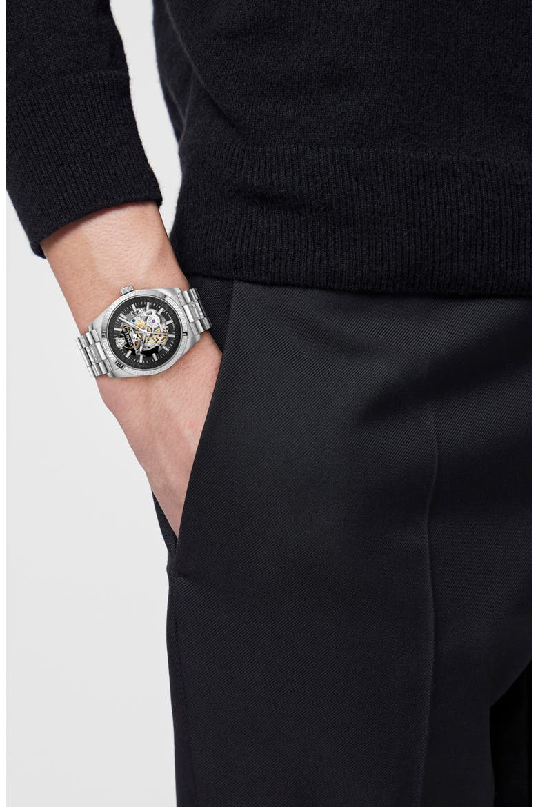 Millenyium Limited Edition Skeleton Automatic Bracelet Watch, 40mm, Alternate, color, STAINLESS STEEL